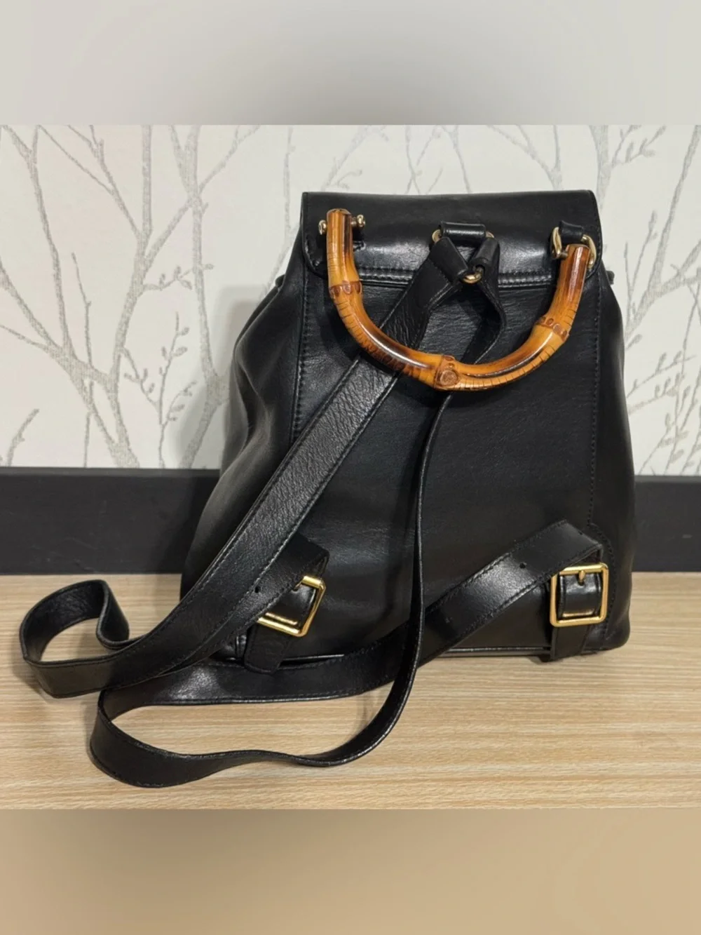 Gucci Black Mini Leather Backpack with Bamboo Toggle - Picture 3 of 7